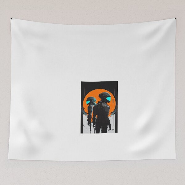 Item preview, Two retro wave space characters with sun in front of them designed and sold by Dark Fantasy Store.