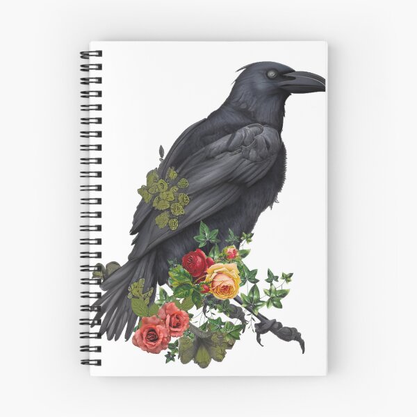 Aperçu de l'œuvre Corbeau avec lierre et fleurs créée et vendue par Rubyblossom.