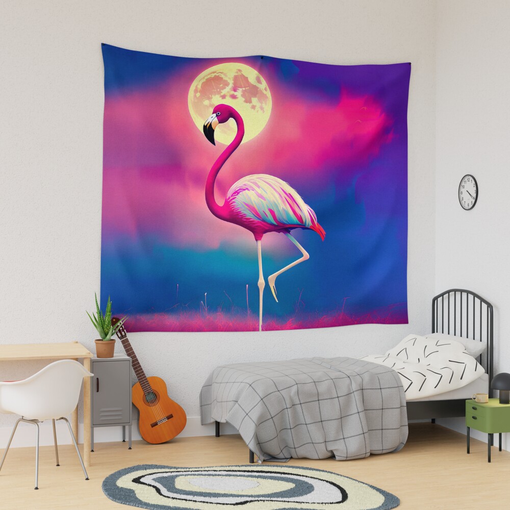 Colorful Cute Pink Flamingo Bird Art Tapestry for Sale by Blok45 Redbubble