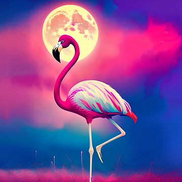 Colorful Cute Pink Flamingo Bird Art | Tapestry