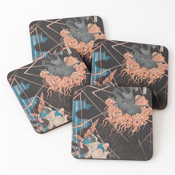 Item preview, Utagawa Kuniyoshi During the Visit of Kiyomori to the Nunobiki Waterfall, the Ghost of Akugenda Yoshihira Strikes Down Nanba Jiro designed and sold by Onodera.