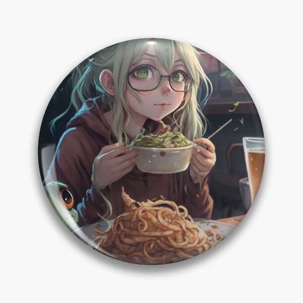 Item preview, Anime woman with green hair,green eyes,glasses with her friend frog having lunch designed and sold by Dark Fantasy Store.
