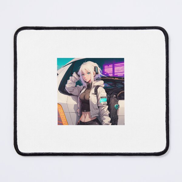 Item preview, anime cyberpunk woman with white hair and blue eyes designed and sold by Dark Fantasy Store.