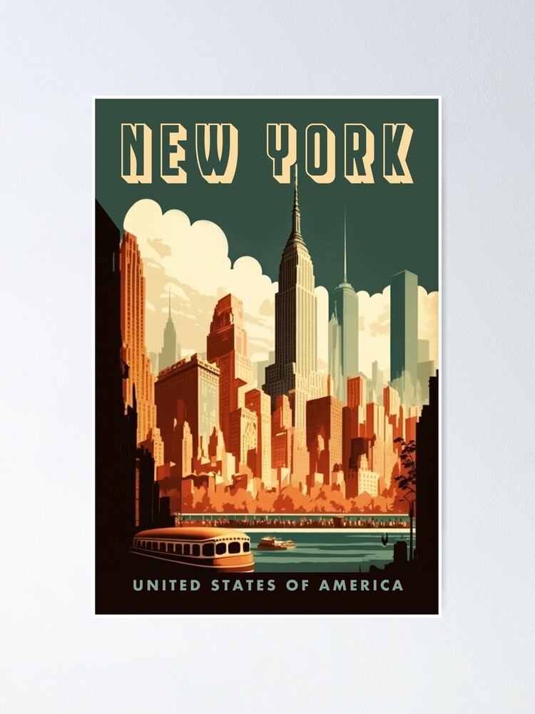 Affiche de New York, Affiche de voyage de New York, Affiche des États-Unis,  Art mural de voyage, Art mural rétro, Cadeau de pendaison de crémaillère,  Grand art mural -  Canada