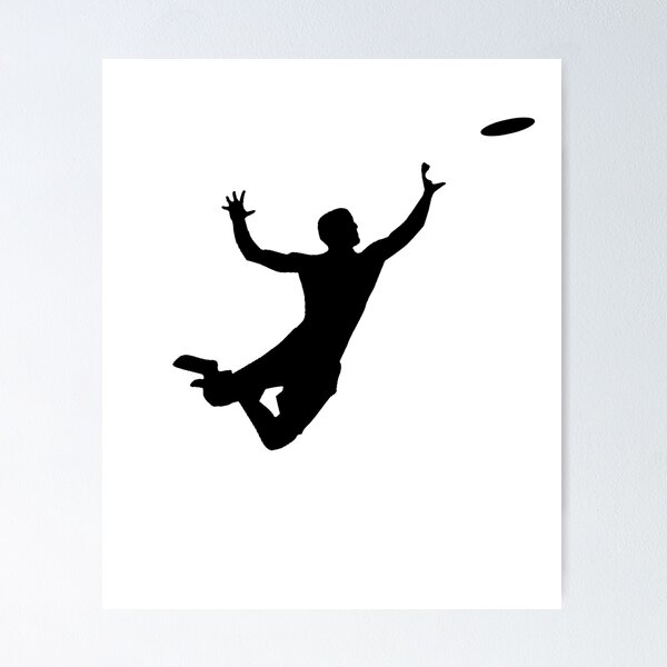 Ultimate Frisbee Silhouette | Frisbee Jumping Catch Poster for Sale by  TeeTimeGuys