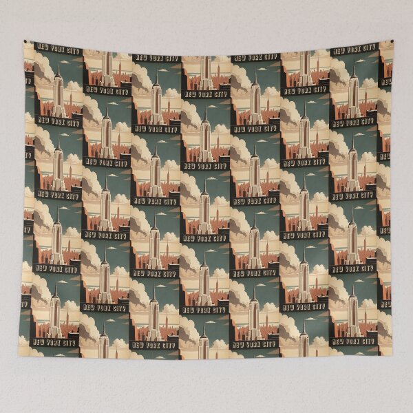 Item preview, New York USA Empire State Building Vintage Travel Poster Retro NY designed and sold by artra-shop.