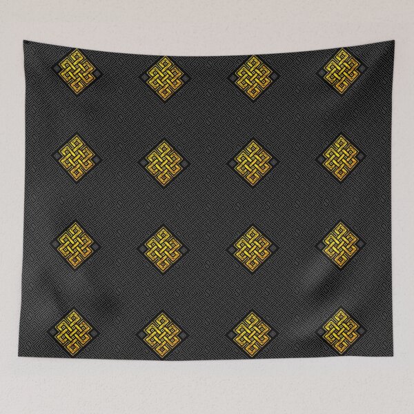Item preview, Gold Srivatsa With Knot Pattern Background Matrix designed and sold by kernowerno.
