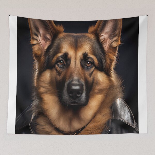 Item preview, German Shepherd wearing leather jacket - Dog Breed Portrait designed and sold by Nalaxation.