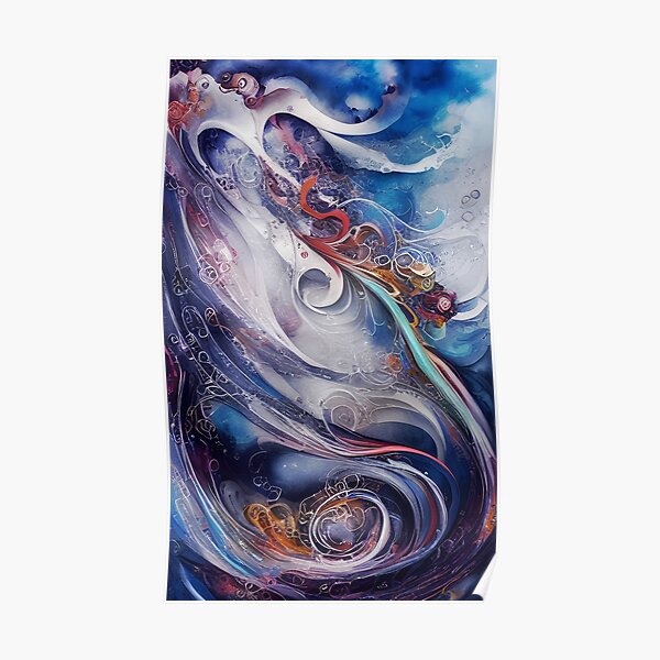 Drifting Angels #2 Art Print, Digital Ai generative Abstract Art Poster