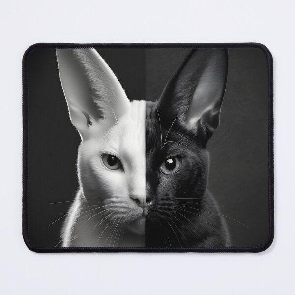 Item preview, The rabbit cat - black and white portrait mix designed and sold by PimpMyPet.