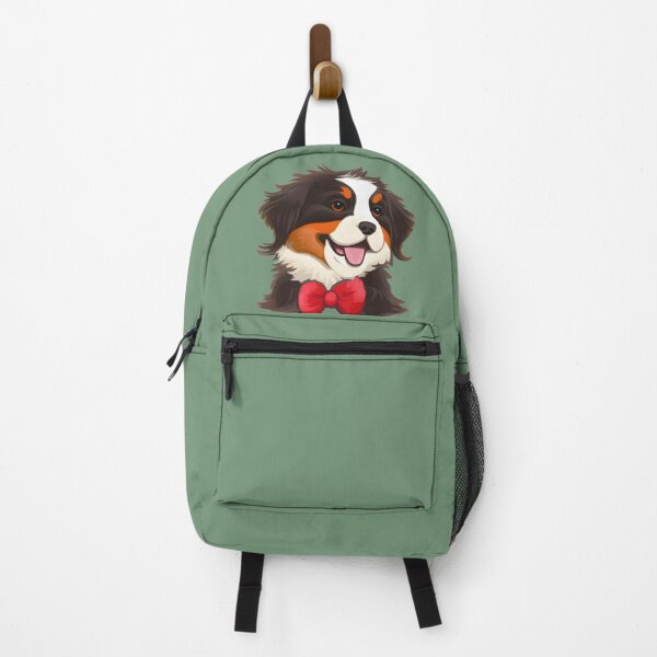 Item preview, Cute Red Bow Curly Bernese Mountain Dog - Happy Dog Cartoon Drawing designed and sold by Cawaiico.