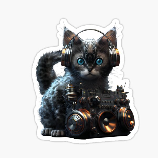 Funny Cute DJ Cat Sticker for Sale by Nextlevellife