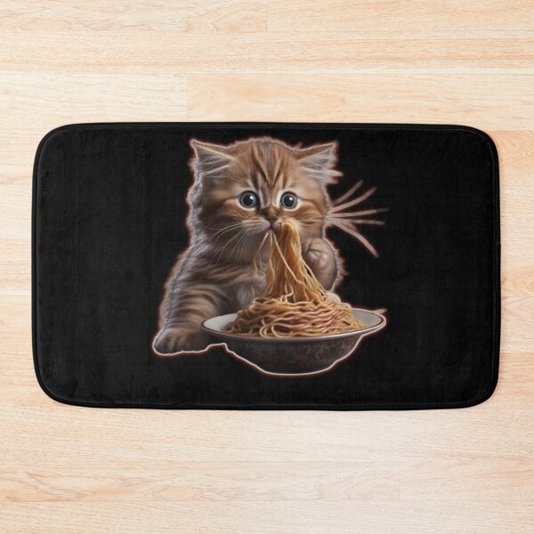 Aperçu de l'œuvre Chat mignon mangeant des spaghettis créée et vendue par MaRa ★★★★★.