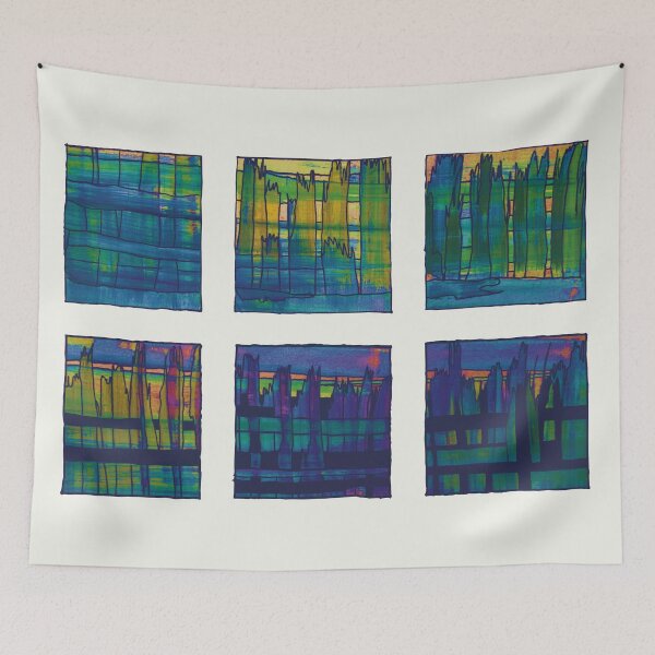 Item preview, Liminal Space Blue Abstraction through 6 windows designed and sold by BlackArtichoke.