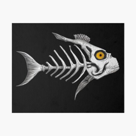 Mean Fish Skeleton Art Board Print for Sale by serpentsky17