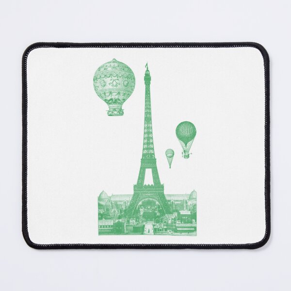 Item preview, eiffel tower with balloons in green (white background) designed and sold by Madame Memento.