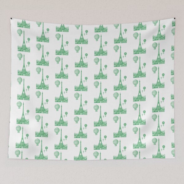 Item preview, eiffel tower with balloons in green (white background) designed and sold by Madame Memento.