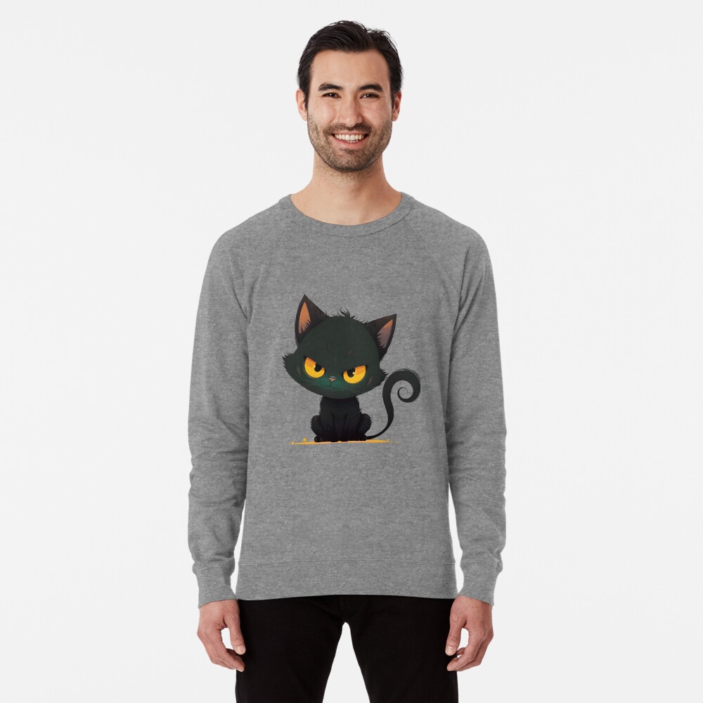Black Cat Angry Face Emoticon T-shirt Kitten Lover-CL – Colamaga