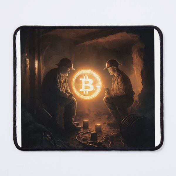 Item preview, Miner with bitcoin lamp in cave artwork designed and sold by FRSquare.