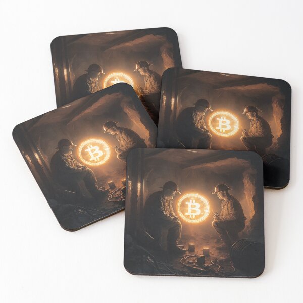 Item preview, Miner with bitcoin lamp in cave artwork designed and sold by FRSquare.
