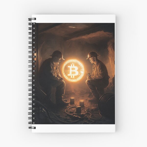 Item preview, Miner with bitcoin lamp in cave artwork designed and sold by FRSquare.