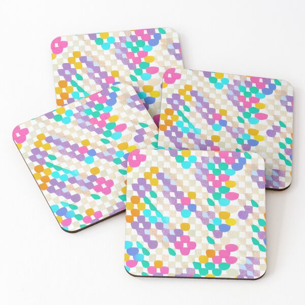 Item preview, White Colorful Square Anime California Chic Pattern Digital Painting designed and sold by CodeAndColors.