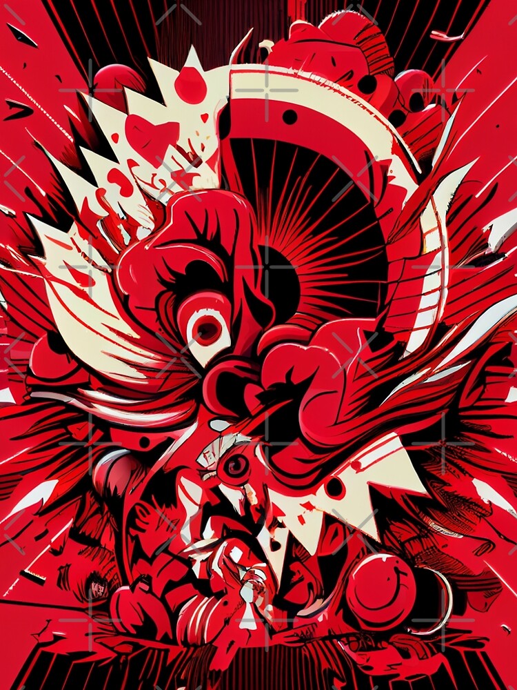 Aperçu 5 sur 5. Robe trapèze avec l'œuvre Grand Explosive Cartoon Red Transitional Pattern Digital Painting créée et vendue par CodeAndColors.