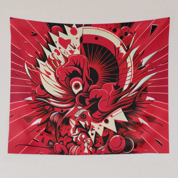 Aperçu de l'œuvre Grand Explosive Cartoon Red Transitional Pattern Digital Painting créée et vendue par CodeAndColors.
