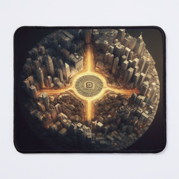 Item preview, Vibrant future city from above round artwork designed and sold by FRSquare.