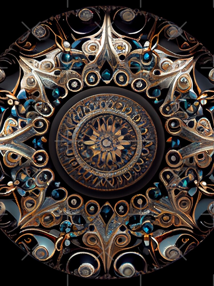 Thumbnail 3 von 3, Tuch, Intense Circular Bejeweled Art Deco Pattern Digital Painting designt und verkauft von CodeAndColors.