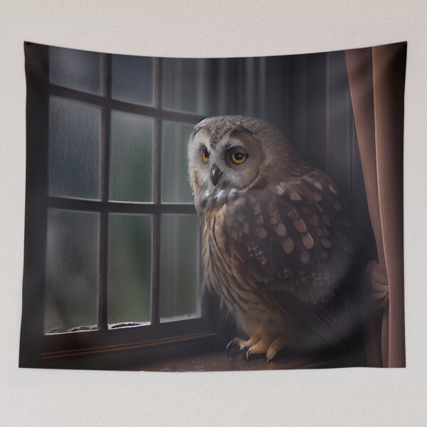 Item preview, Moody Owl at the Window Digital Painting designed and sold by CodeAndColors.