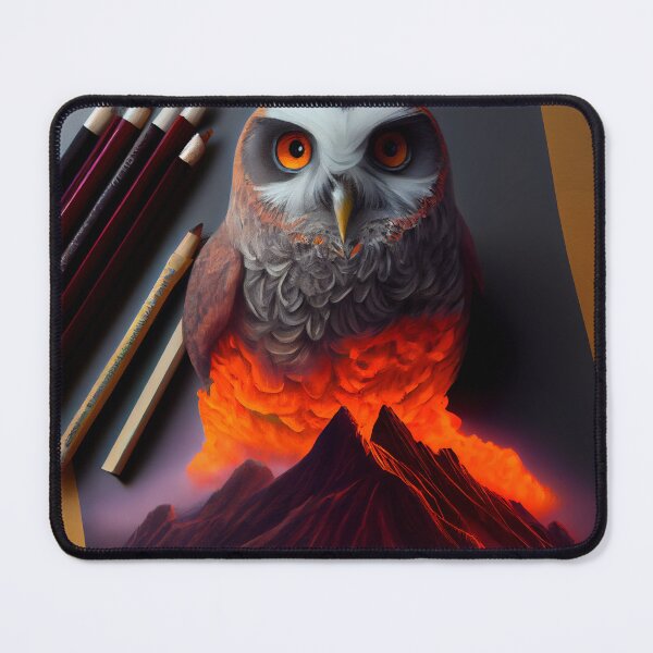 Artikelvorschau, The Volcanos Pencil-Wielding Owl Digital Painting entworfen und verkauft von CodeAndColors.