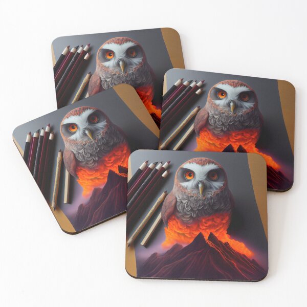 Item preview, The Volcanos Pencil-Wielding Owl Digital Painting designed and sold by CodeAndColors.