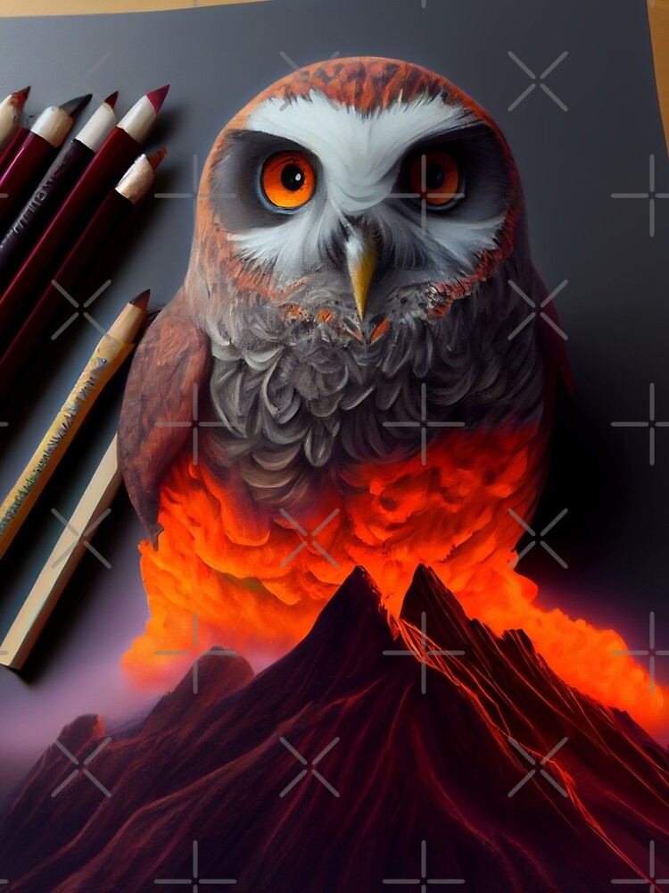 Aperçu 5 sur 5. Robe trapèze avec l'œuvre The Volcanos Pencil-Wielding Owl Digital Painting créée et vendue par CodeAndColors.