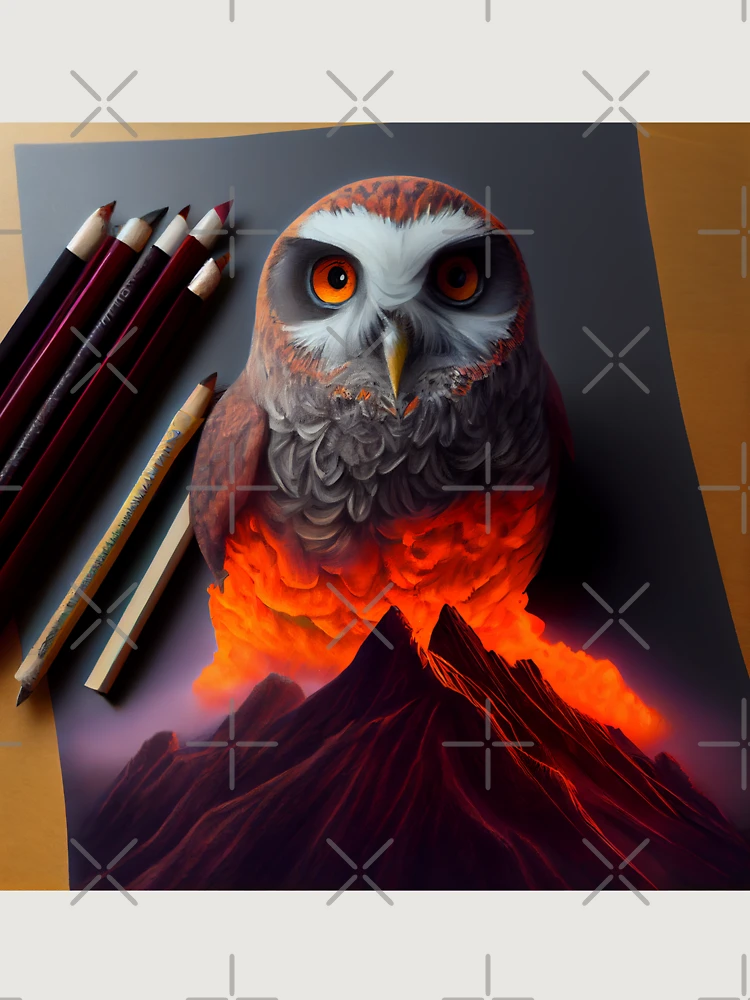 Thumbnail 6 von 6, Premium Oversized Pullover, The Volcanos Pencil-Wielding Owl Digital Painting designt und verkauft von CodeAndColors.