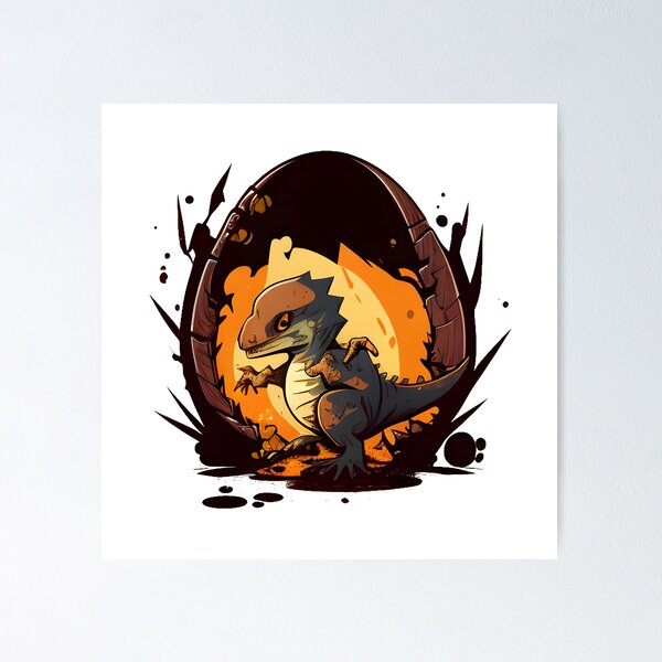 Cute Baby Pterodactyl Hatching from Egg Art Print for Sale by Steve Sack