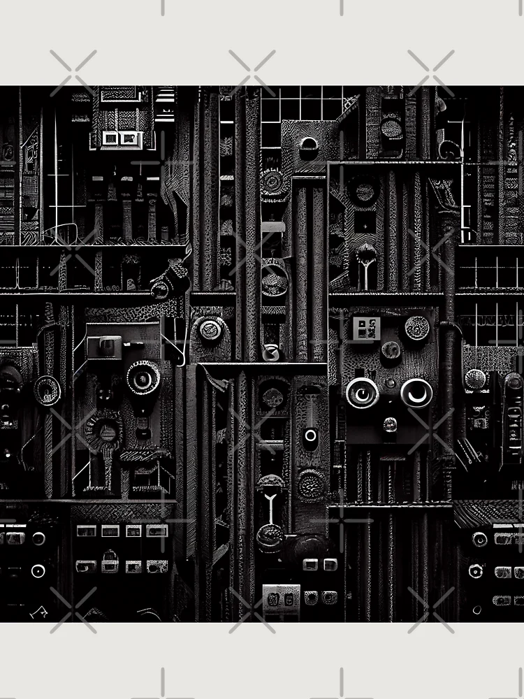 Thumbnail 6 von 6, Premium Oversized Pullover, Monochromatic Happy Dramatic Industrial Pattern Digital Painting designt und verkauft von CodeAndColors.