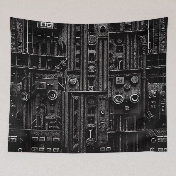 Item preview, Monochromatic Happy Dramatic Industrial Pattern Digital Painting designed and sold by CodeAndColors.
