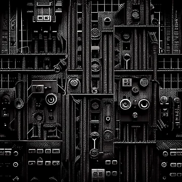 Vorschaubild zum Design Monochromatic Happy Dramatic Industrial Pattern Digital Painting von CodeAndColors
