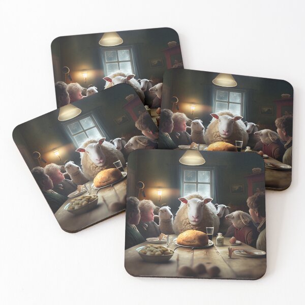 Item preview, Sheep Go to Supper with Glee Digital Painting designed and sold by CodeAndColors.