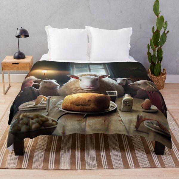Item preview, Sheep Go to Supper with Glee Digital Painting designed and sold by CodeAndColors.