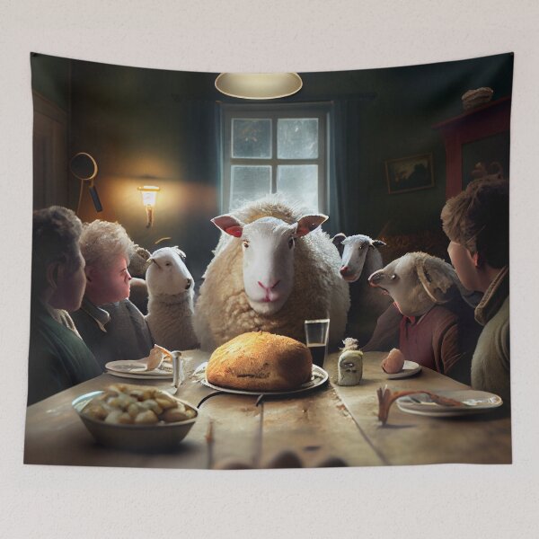 Item preview, Sheep Go to Supper with Glee Digital Painting designed and sold by CodeAndColors.