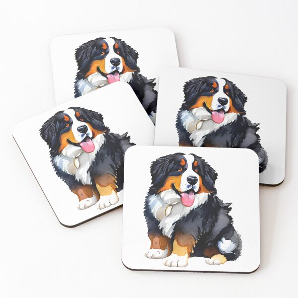 Item preview, Cute Chubby Goofy Bernese Mountain Dog - Funny Cartoon Dog Watercolor Art 1 designed and sold by Cawaiico.