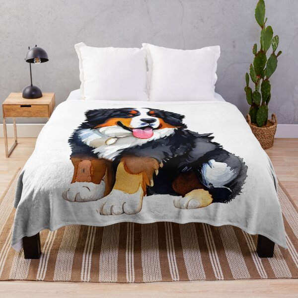 Item preview, Cute Chubby Goofy Bernese Mountain Dog - Funny Cartoon Dog Watercolor Art 1 designed and sold by Cawaiico.