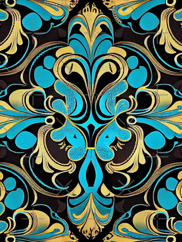 Thumbnail 3 von 3, Tuch, Cartoon Detailed Soft Artistic Hollywood Regency Pattern Digital Painting designt und verkauft von CodeAndColors.