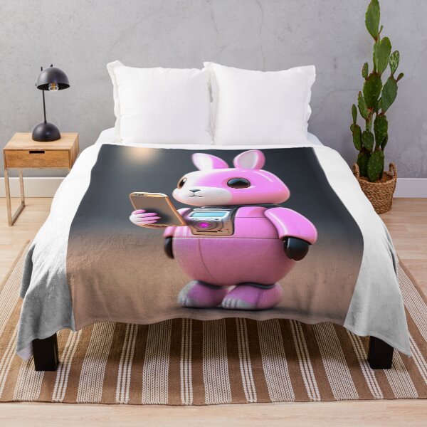 Item preview, Pink bunny with smartphone  designed and sold by CyberArtsy.