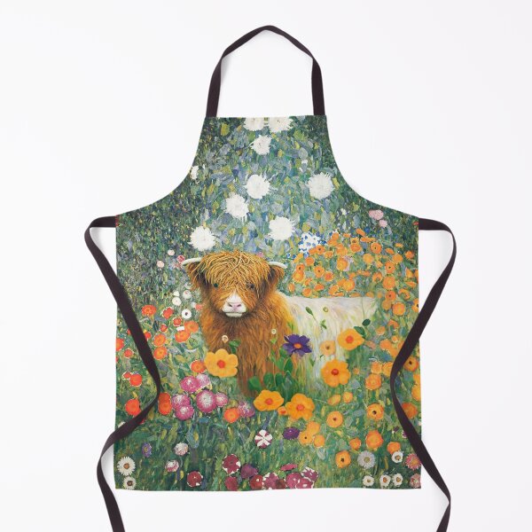 Item preview, Scottish Highland Cow in Klimt Flowers designed and sold by curiouswonder.