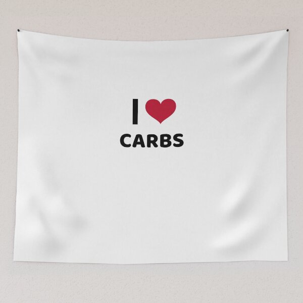 Item preview, i love carbs red heart illustrated on white backround food fitness calories nutrition diet designed and sold by STELATO.