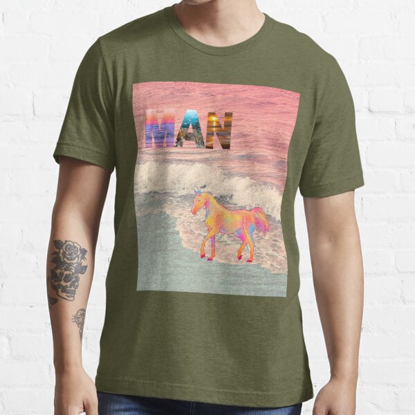 Man Horse by Ocean Meme Essential T-Shirt for Sale by