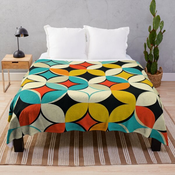 Item preview, Designer Square Vibrant Flat Midcentury Modern Pattern Digital Painting designed and sold by CodeAndColors.